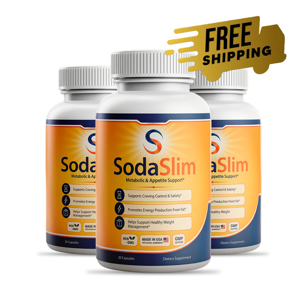 Three bottles of SodaSlim metabolism and energy support capsules